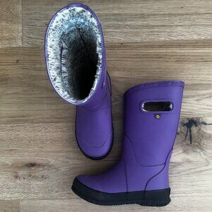 Bogs Kids Waterproof Plush Rain Boots Purple - Barely Worn - Fuzzy Warm size 1